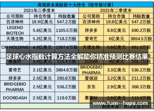 足球心水指数计算方法全解助你精准预测比赛结果