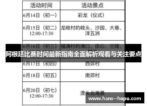 阿根廷比赛时间最新指南全面解析观看与关注要点